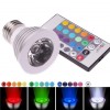 3W RGB 16 Colors Remote Controlled E27 LED 85-265v Showing Different Colors
