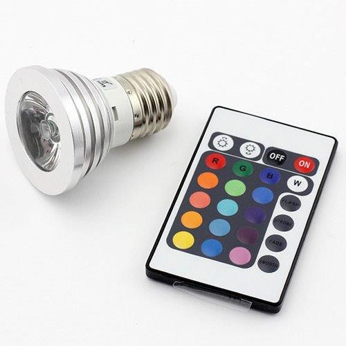 3W RGB 16 Color Remote Controlled E27 LED 85-265v